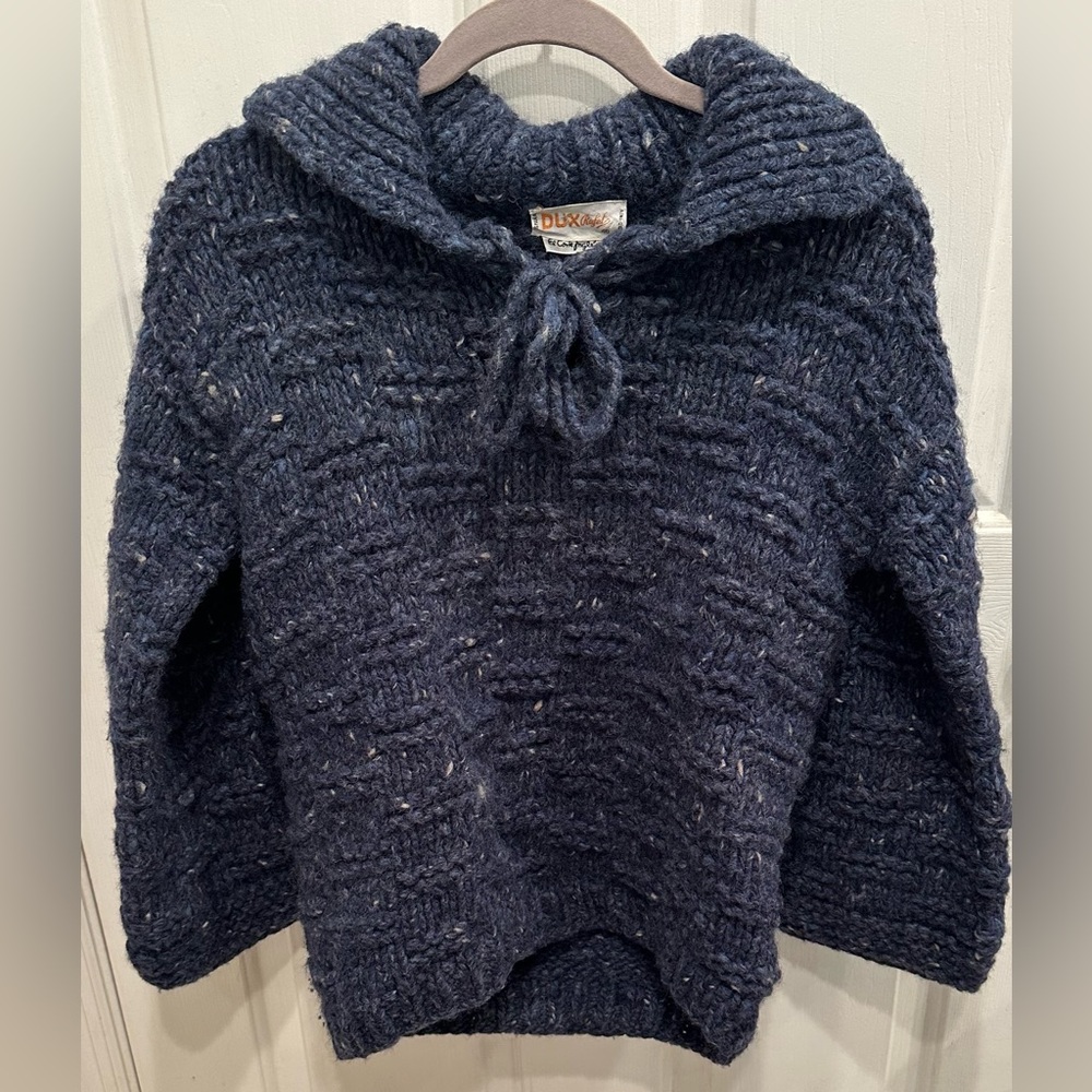 Vtg EL CORTE INGLÉS DUX RAFEL SPAIN HEAVY Wool Knit Pullover Sweater Blue 46/14